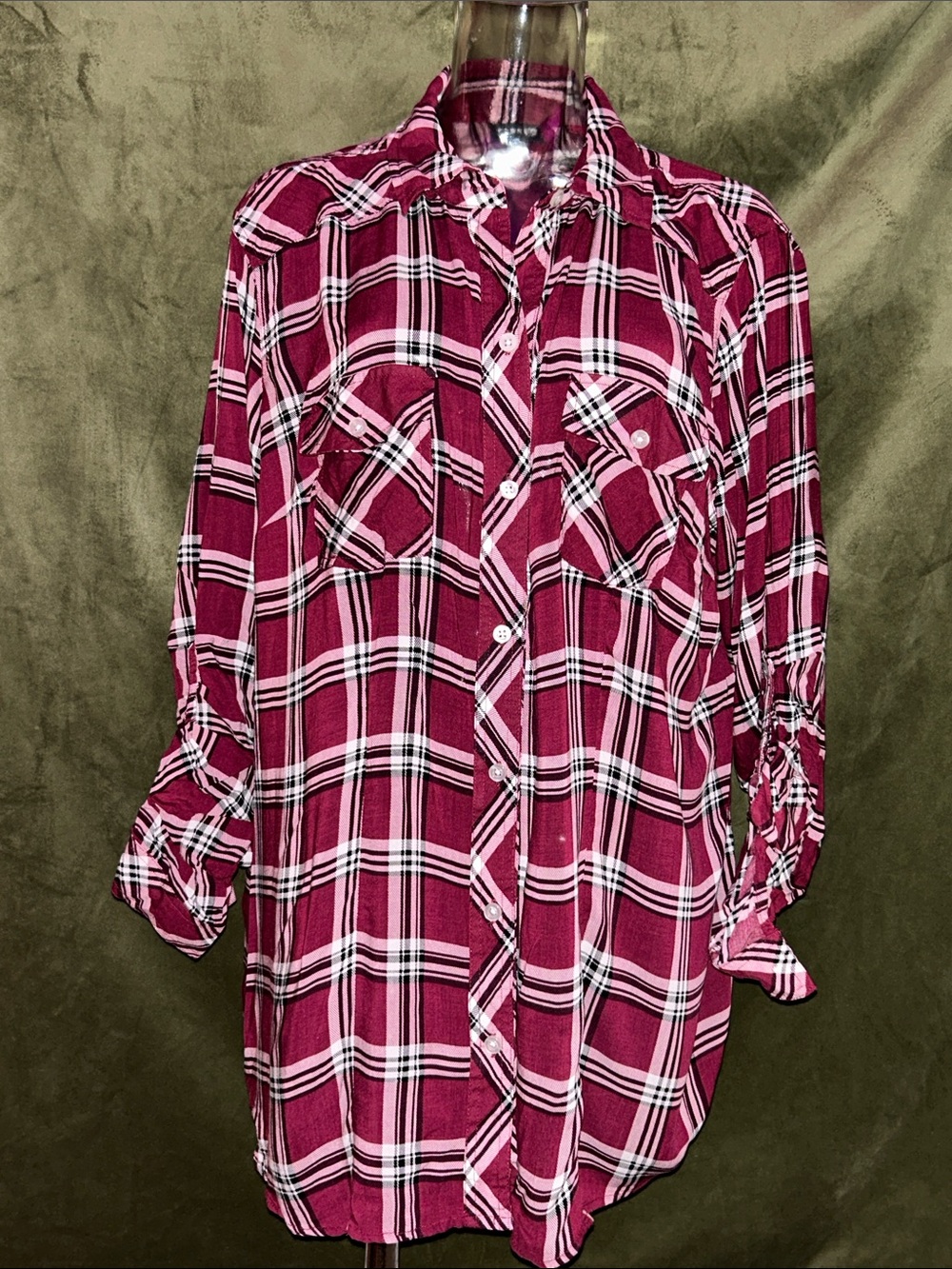 torrid Raspberry Plaid Button-Down Shirt